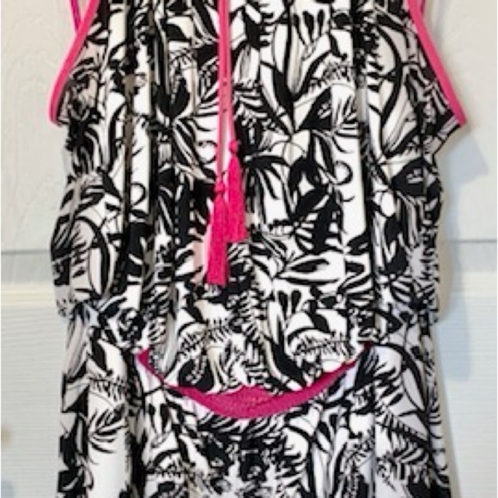 INC International Concepts Black and White Dress with Pink Details INC Romper